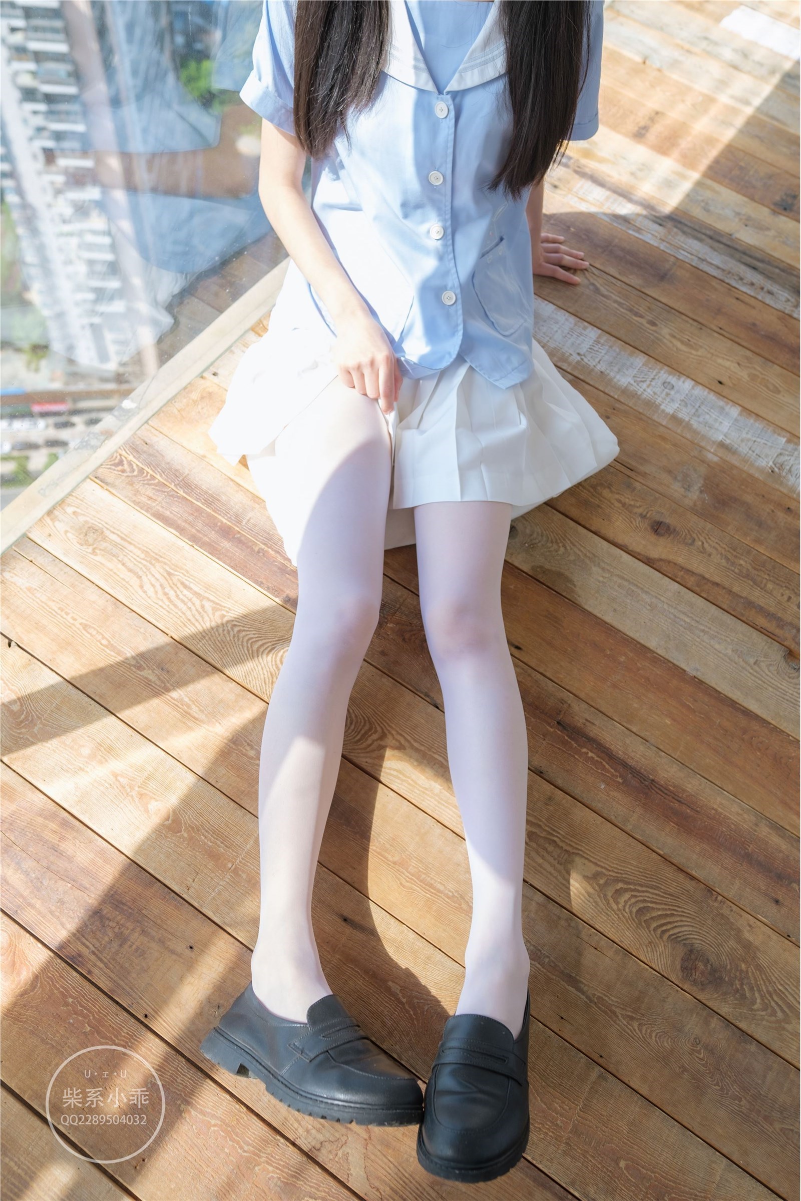 Childish picture book - NO.01 Clear Sky 01 White silk double ponytail JK(33)